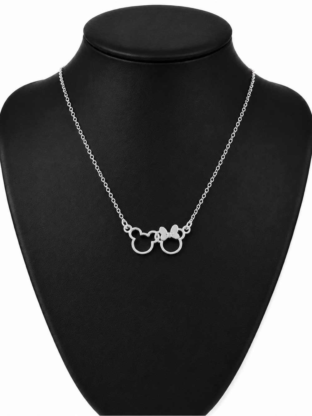 2 for $15 Womens or Girls Silver-Tone Disney Minnie & Mickey Necklace